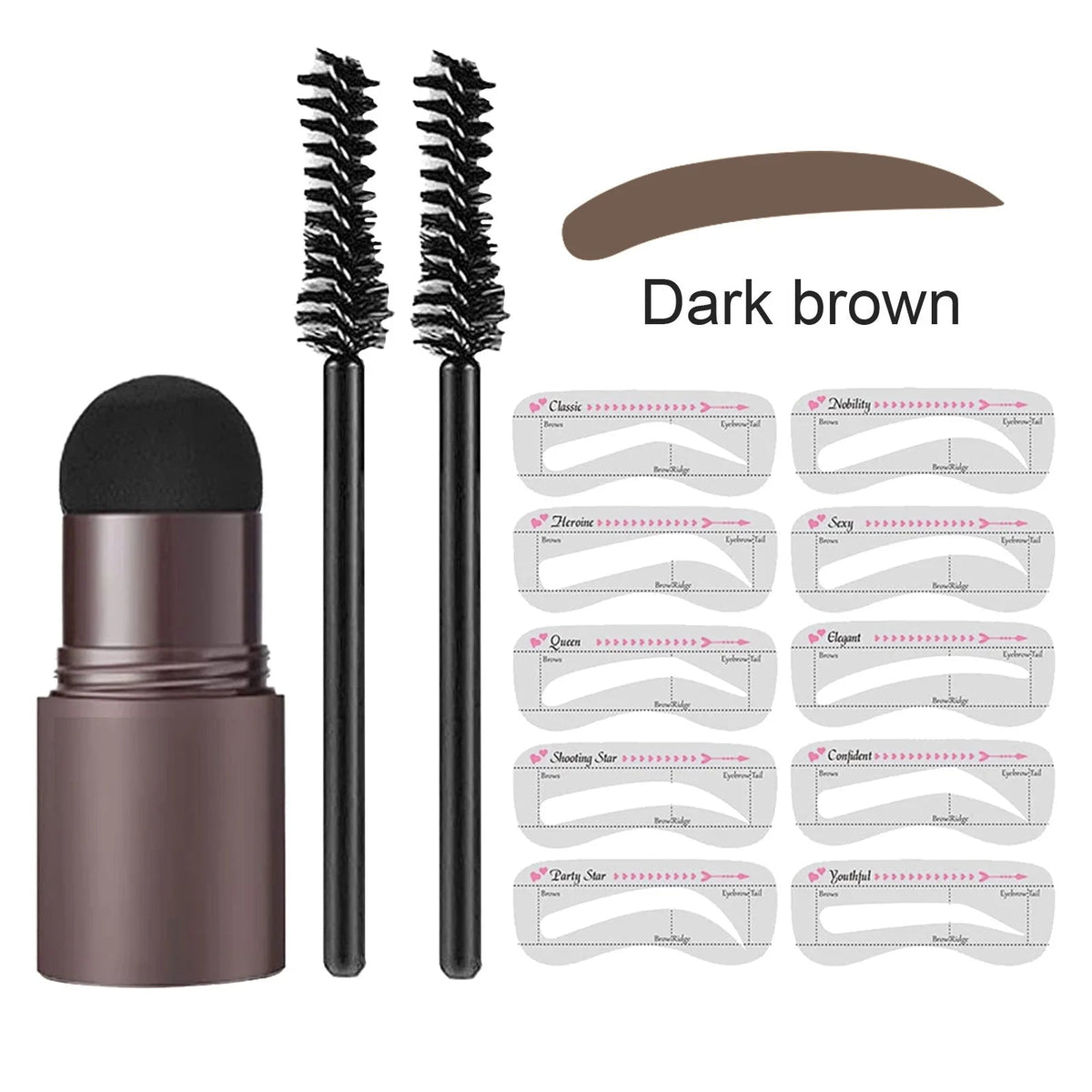 Eyebrow Stamp & Stencil Styling Kit – Quick Shape & Fill Tool for Natural Looking Arches, Includes Multiple Shades & Templates for | Thomler
