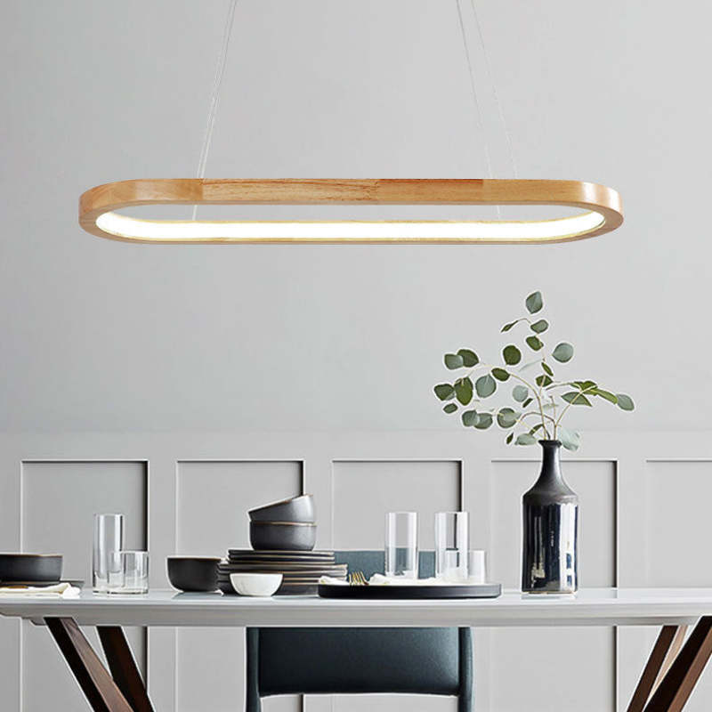 Hanging Ceiling Fixture with Natural Wood Finish & Acrylic Diffuser for Dining Rooms, Kitchen Islands & Living Spaces | Thomler
