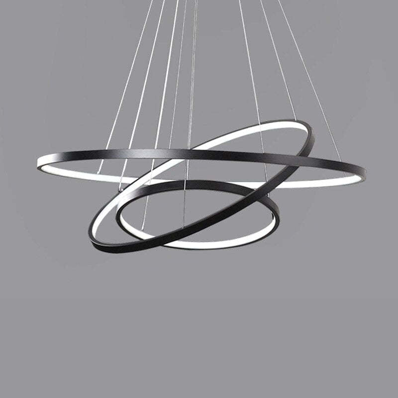 Modern LED Ring Chandelier with Adjustable Height – Metal & Acrylic Hanging Light for Living Room, Dining Room, Bedroom | Thomler
