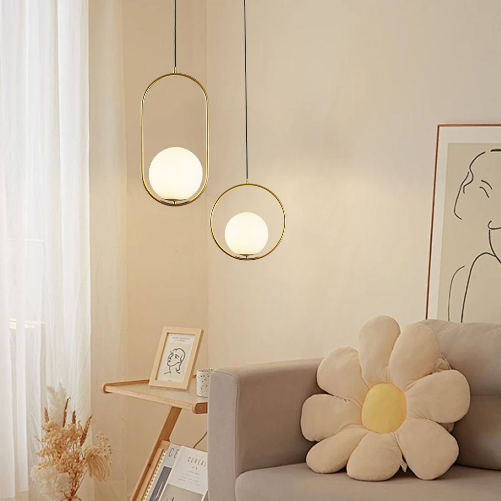 Pendant Light Brass Bent Glass 15W Adjustable Living Room Hallway Bedroom Modern Ceiling Lamp | Thomler