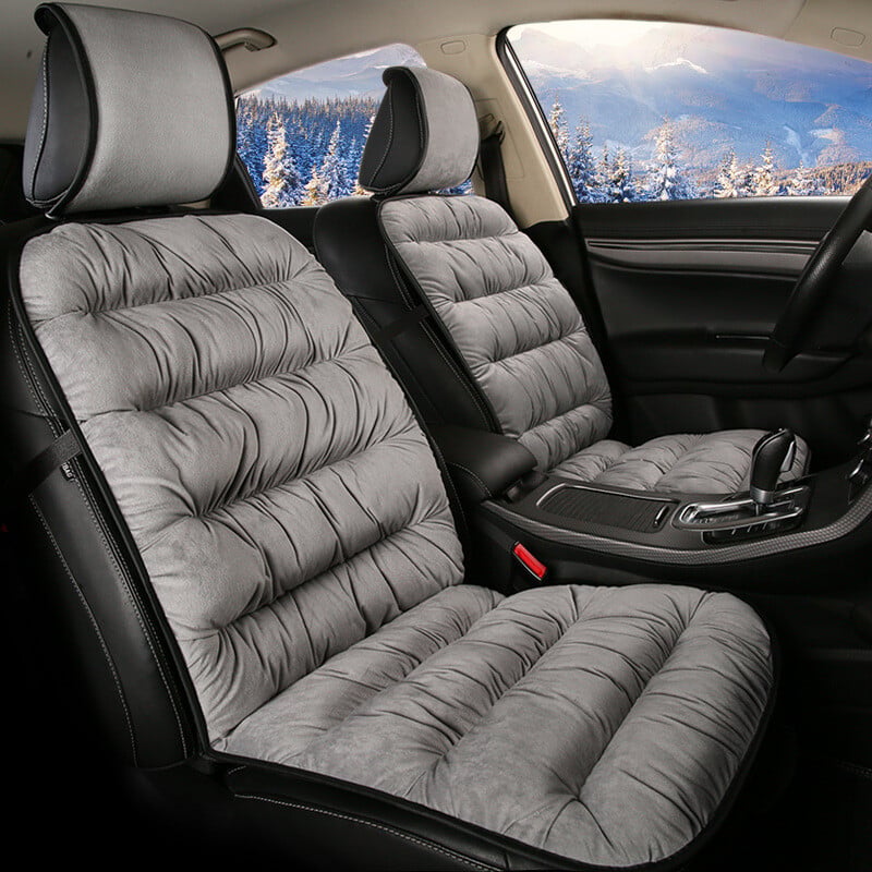 Plush Quilted Auto Seat Protector Pad with Headrest Cover Gray Beige Coffee Black for Front Bucket Seats SUV Truck | Thomler
