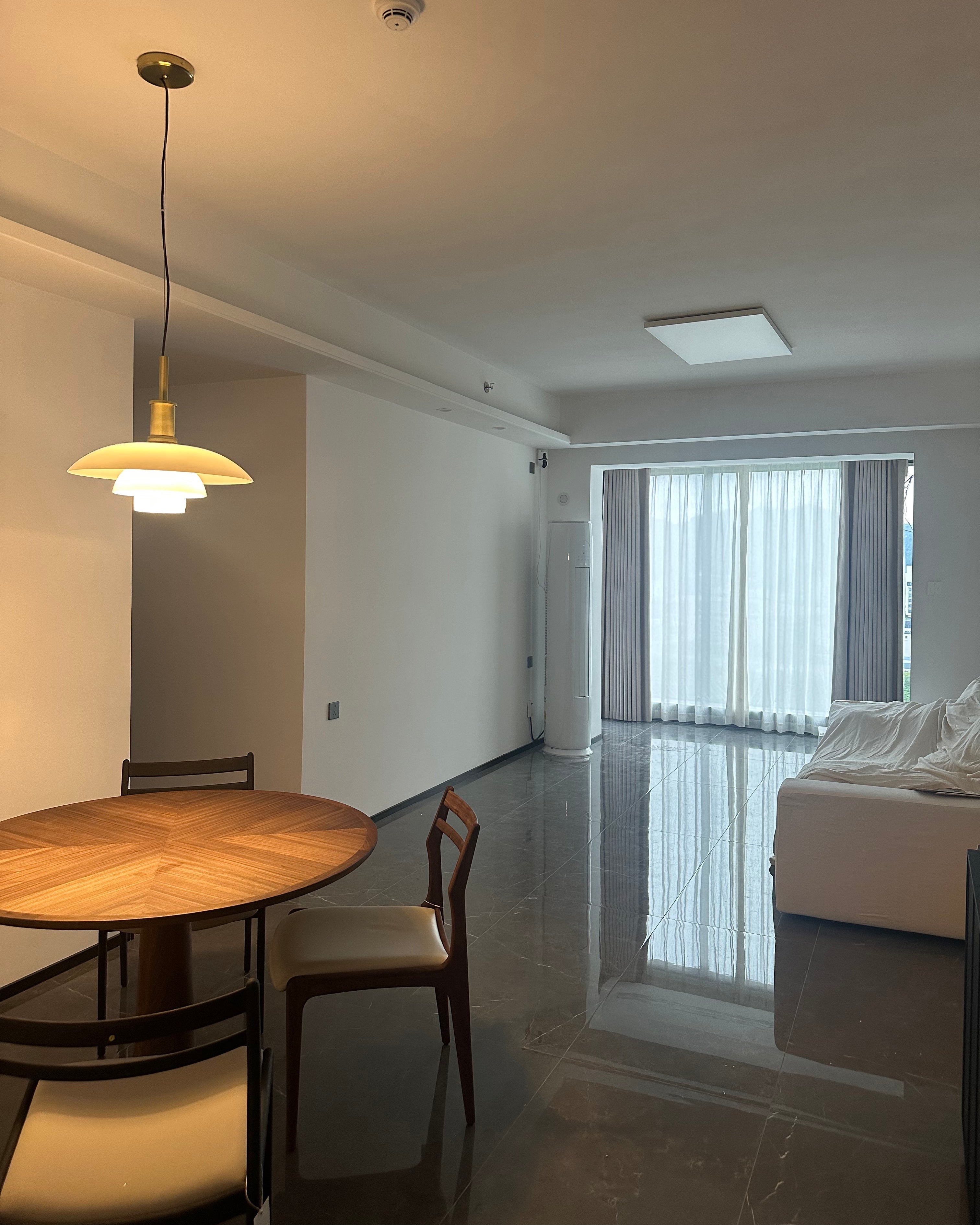 Pendant Light Glass 28.0 cm White Dining Room Scandinavian Hanging Ceiling Lamp Adjustable Cord E27 Soft Ambient Lighting | Thomler
