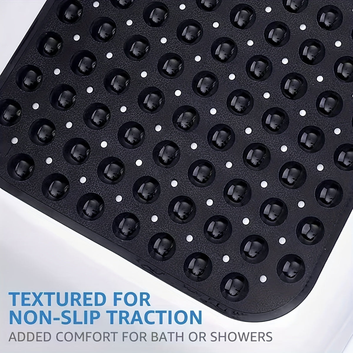 XL Non-Slip Shower and Tub Mat with Suction Cups – Drain Holes, Machine Washable, 40 x 16 in Bath Safety | Thomler