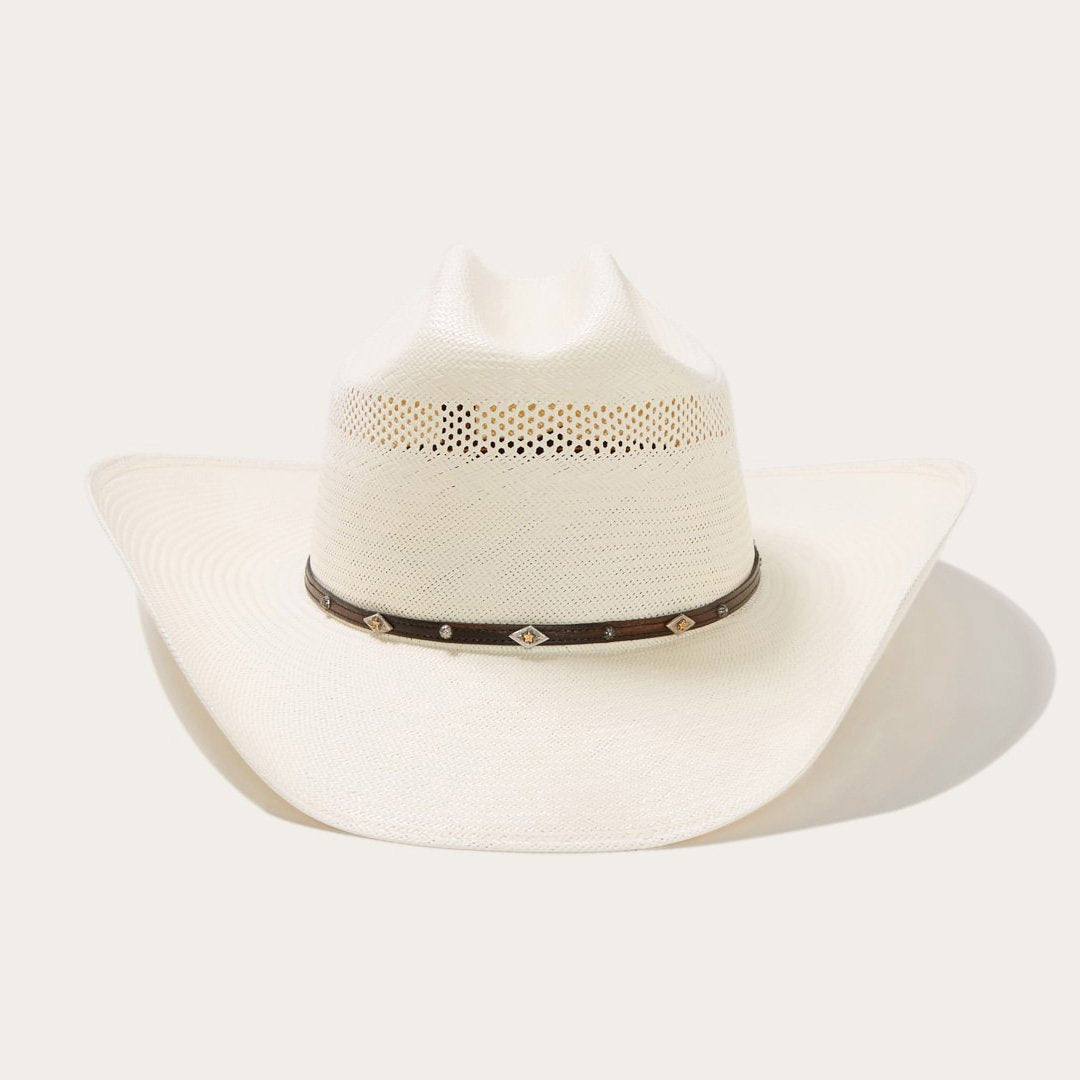 Woven Straw Western Hat with Leather Band – Ventilated Cattleman Crown for Men & Women | Thomler