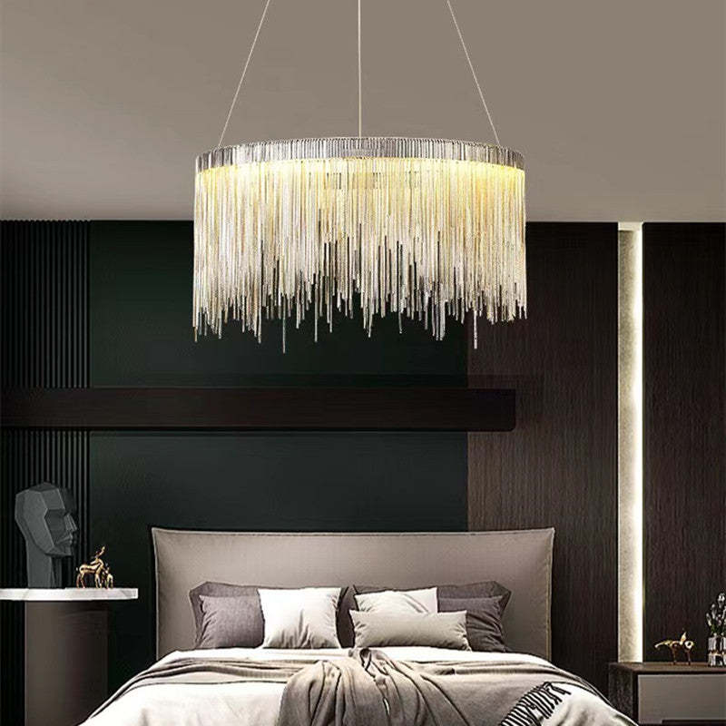 Waterfall Chain LED Chandelier Modern Metal Statement Light for Dining Room & Bedroom | Thomler