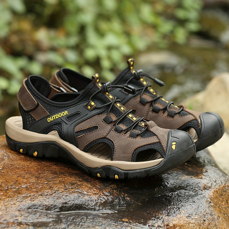 Men's Closed-Toe Sport Sandals with Elastic Strap – Breathable Rubber Sole Outdoor Footwear for Hiking & Summer | Thomler