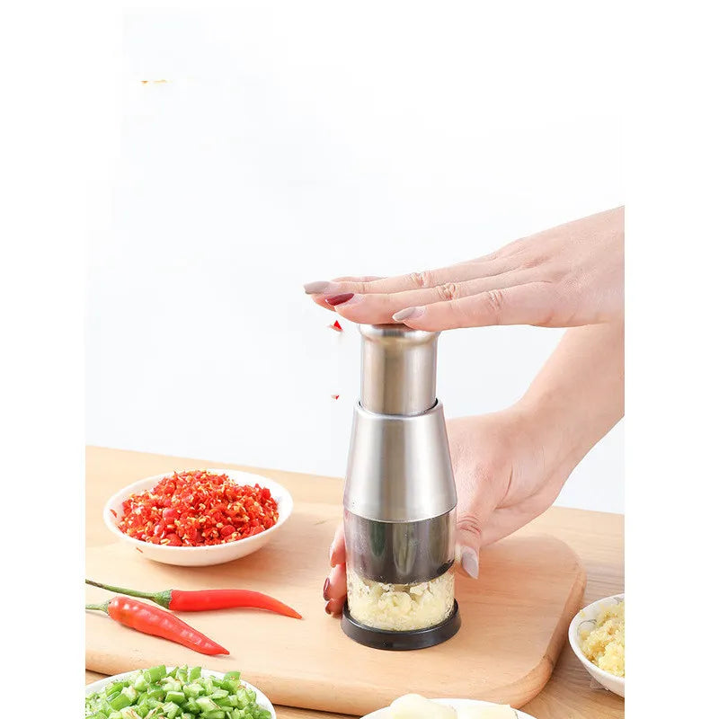 Press-Action Veggie Dicer with Enclosed Container for Onions, Garlic & More | Safe, Tear-Free Meal Prep Tool for Home Cooks & Busy Families | Thomler
