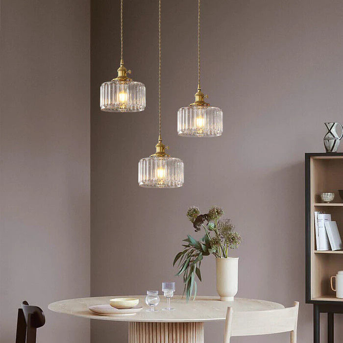 Glass Cylinder Hanging Light Fixture with Height-Adjustable Cord for Dining Room & Kitchen | Thomler