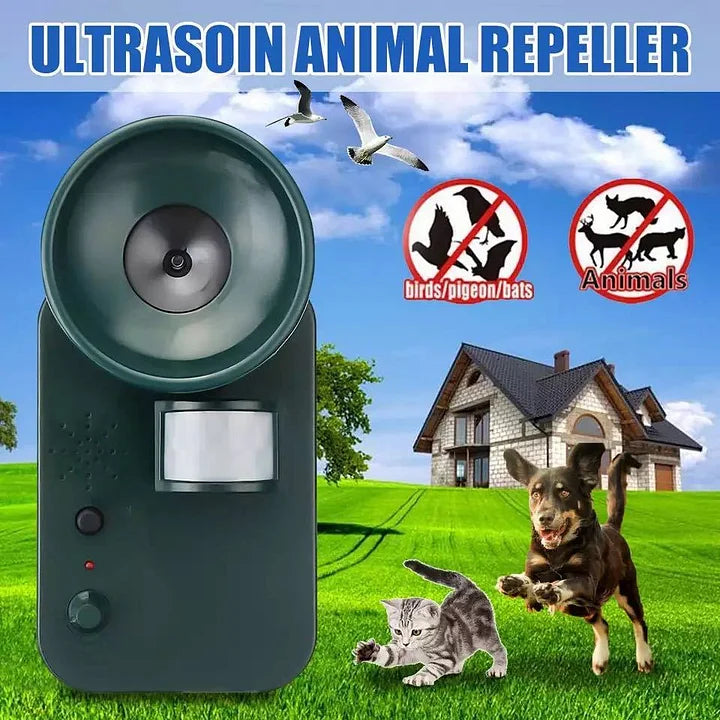 Ultrasonic Animal Repeller Outdoor Motion Sensor Pest Deterrent Device Waterproof Yard Protection for Deer Rodents Birds Battery Powered | Thomler
