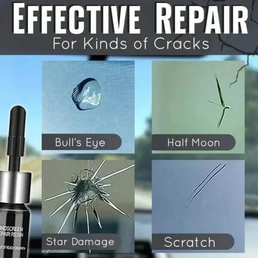 Windshield & Glass Chip Repair Resin Kit – DIY Fix for Cracks, Chips & Bulls-Eyes on Auto Glass, Phone Screens & Mirrors – UV-Cure Formula | Thomler