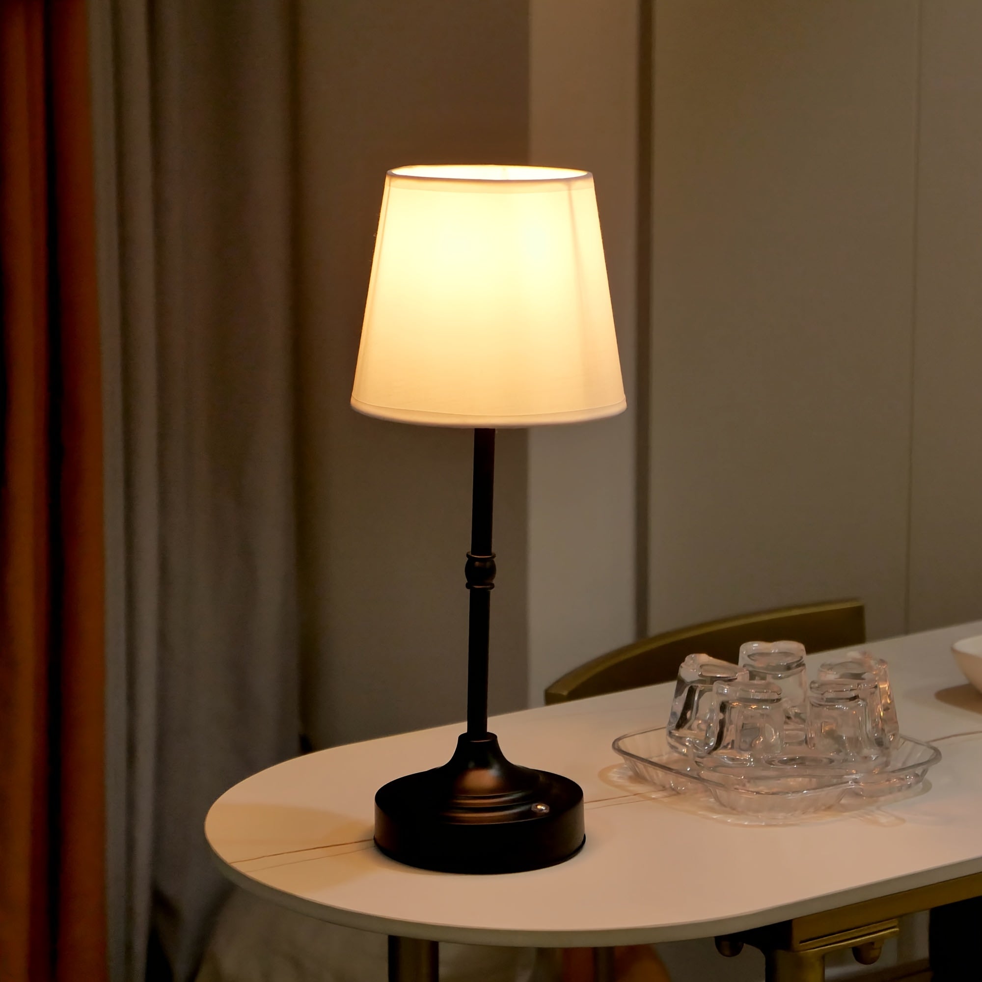 Touch-Dimming Portable Table Lamp with Rechargeable Battery for Bedroom Nightstand Living Room Desk | USB Powered Metal Accent Light | Thomler