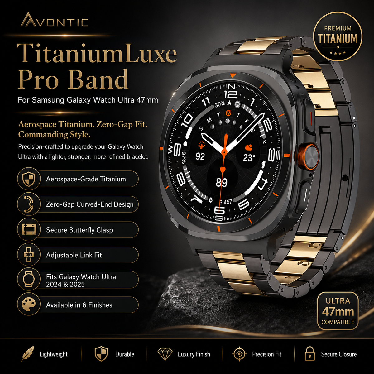 Premium Metal Link Wristband for Samsung Galaxy Watch Ultra 47mm – Titanium & Steel Construction | Thomler
