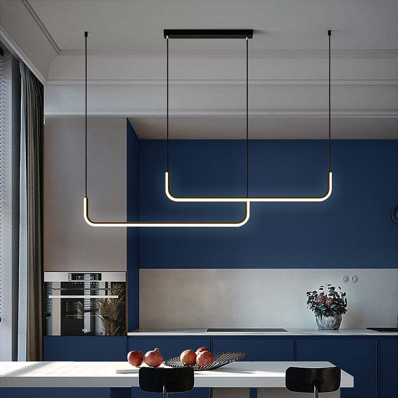Contemporary Dual-Frame Linear LED Pendant Light for Dining & Living Rooms | Thomler