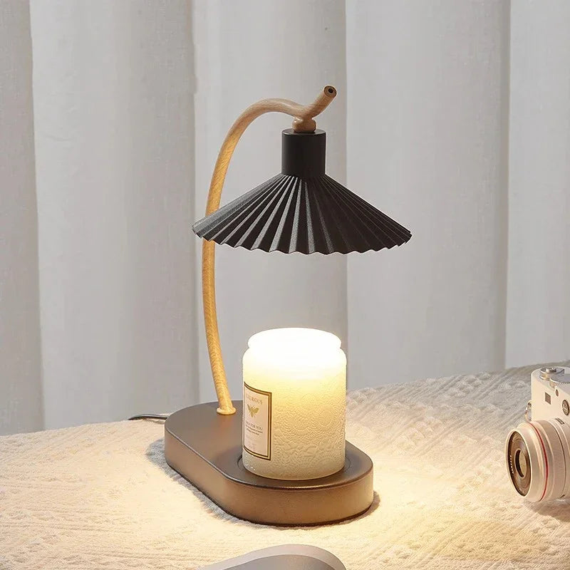 Candle Warmer Lamp Wood 31.0 cm Black Tabletop Home Fragrance Mood Lighting Flameless Candle Heating Lamp | Thomler