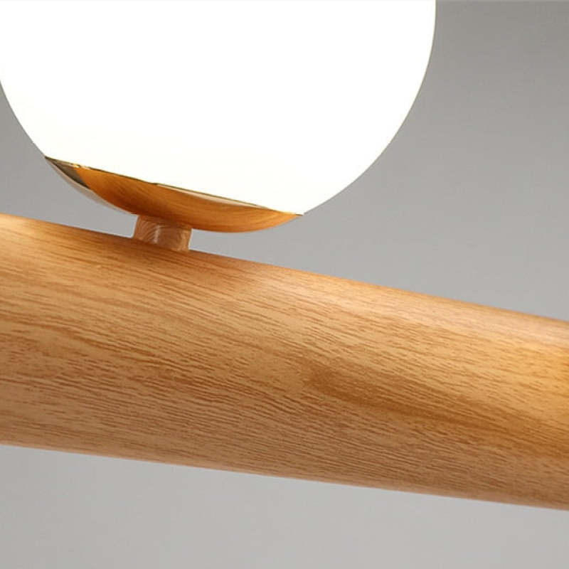 Bubble Glass Pendant Light with Wood Canopy – Modern Orb Ceiling Fixture for Dining Room & Living Room | Thomler