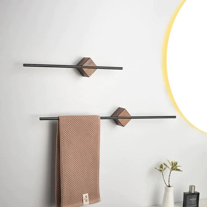 Wall-Mount Towel Bar for Bathroom – Stainless Steel & Wood Accent – 15.7, 19.7, or 22.8 Inch Lengths – Easy Install – Modern Minimalist | Thomler