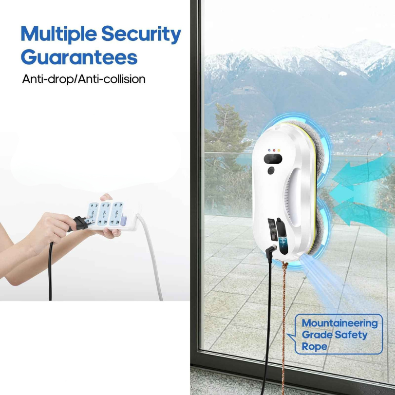 Automatic Glass Cleaner Robot with Spray System for Windows, Mirrors & Glass Doors – Remote Control & Edge Sensors | Thomler