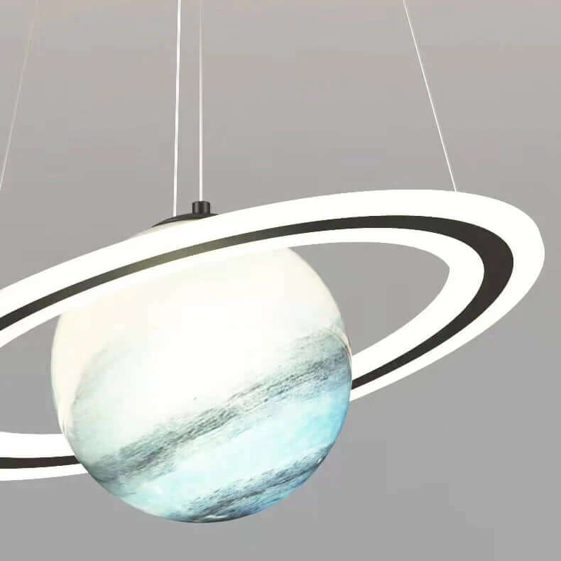 Space Planet LED Pendant Light for Kids Room – Glowing Saturn & Earth Ceiling Lamp with Astronaut Option | Thomler