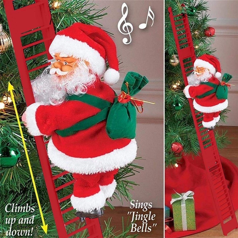 Musical Climbing Santa Figure with Ladder – Animated Holiday Decoration for Home | Thomler