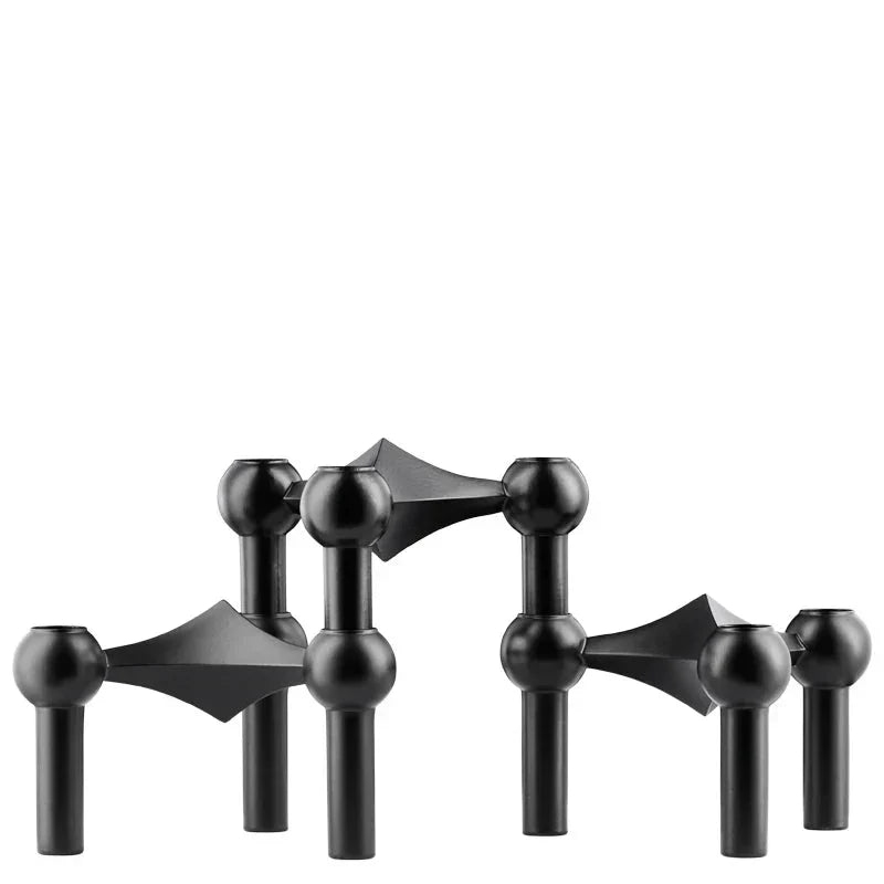 3-Piece Steel Atom Taper Holder Set – Modern Geometric Candlestick Display for Dining Tables, Shelves & Consoles | Thomler