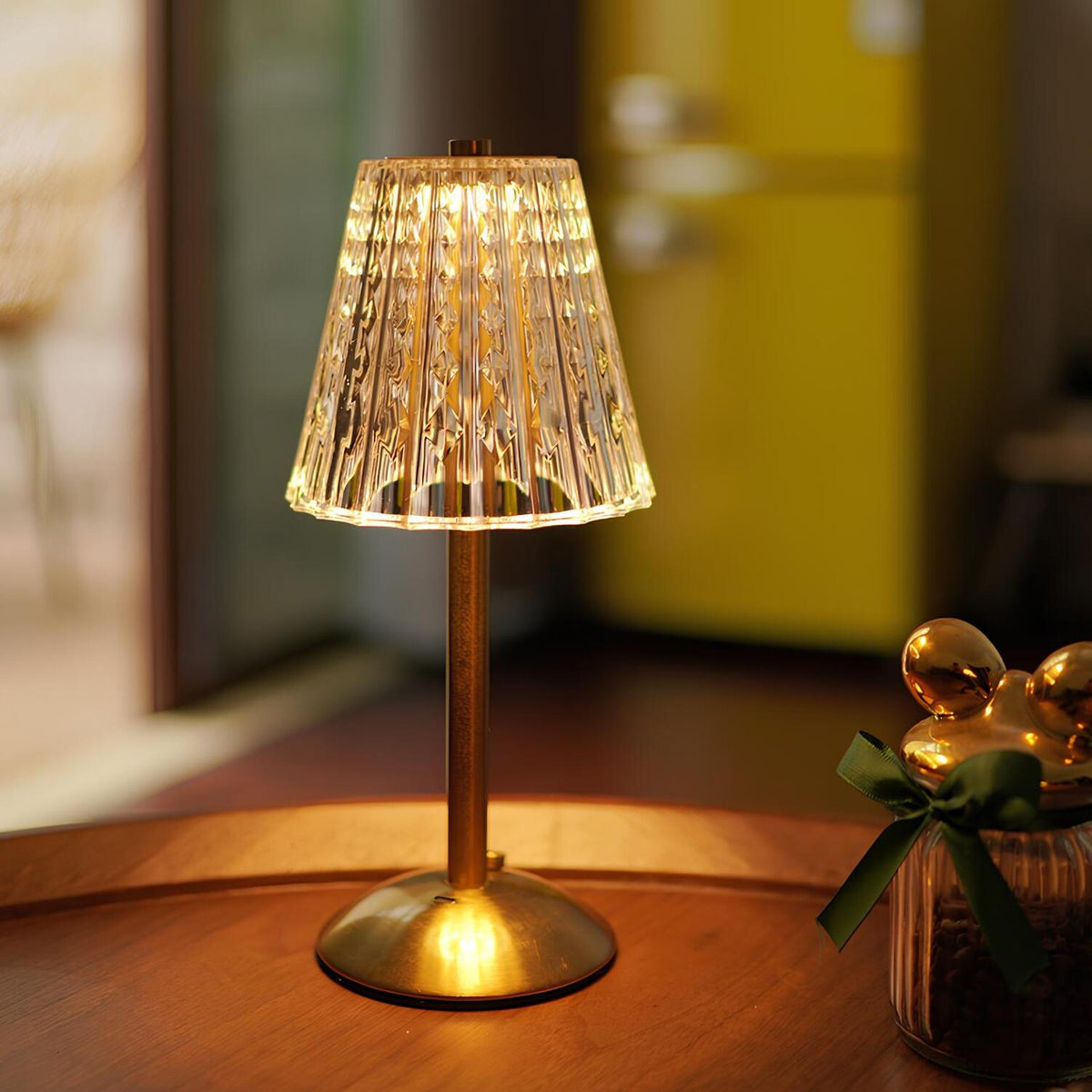 Cordless Crystal Table Lamp with Touch Dimming Control – Rechargeable LED Bedside Light with Gold Aluminum Base for Bedroom, Living Room & | Thomler