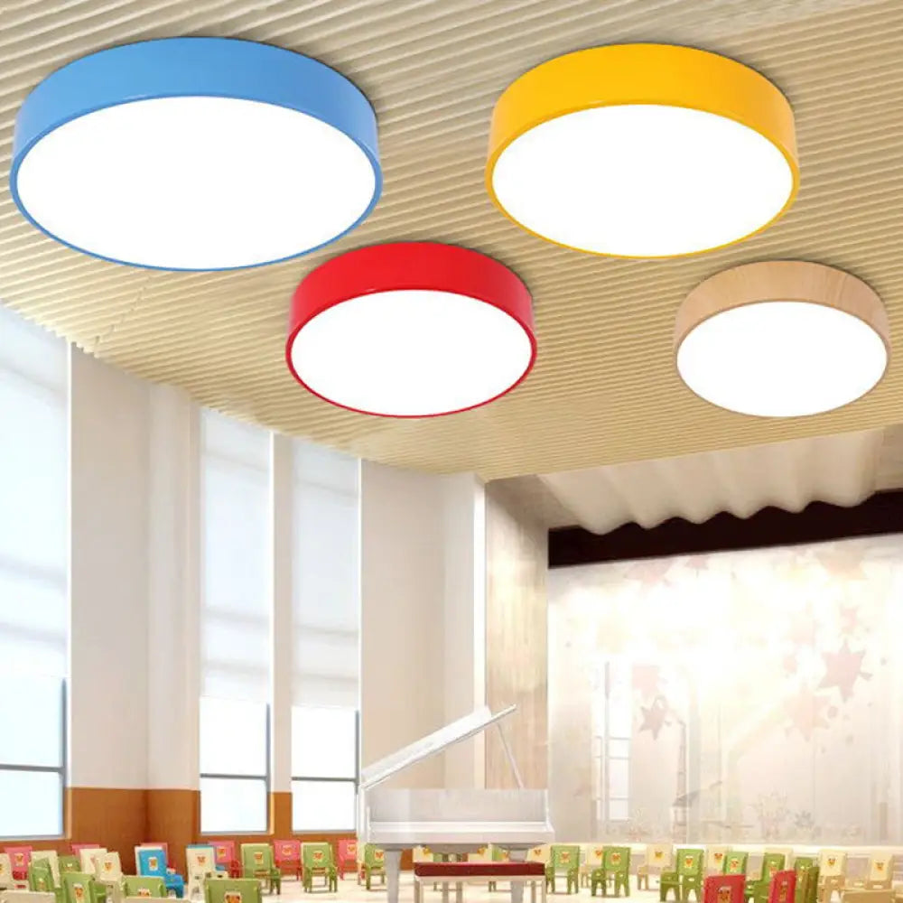 Kids LED Ceiling Light Flush Mount Round Acrylic Nursery Fixture Dimmable Remote Control for Bedroom Playroom 12-15.5 Inch | Thomler