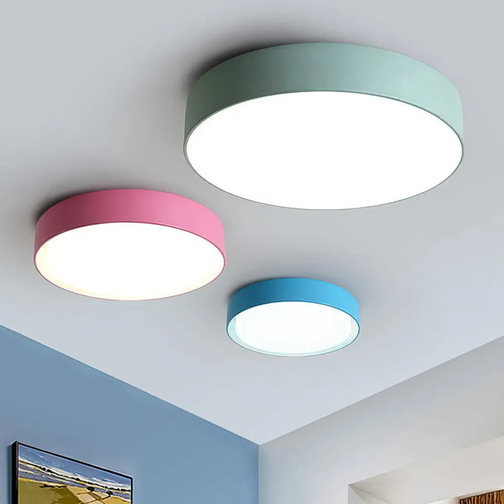 Kids LED Ceiling Light Flush Mount Round Acrylic Nursery Fixture Dimmable Remote Control for Bedroom Playroom 12-15.5 Inch | Thomler
