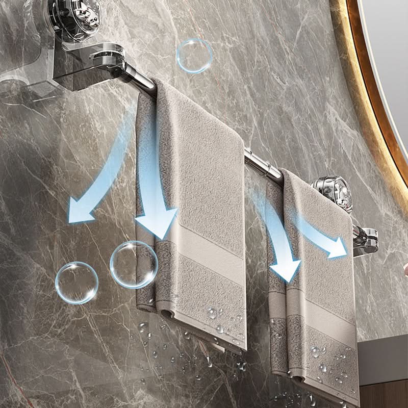 Rotating Wall-Mount Towel Bar with Suction Cup – No Drilling Needed, Adjustable Length for Small & Large Bathrooms | Thomler