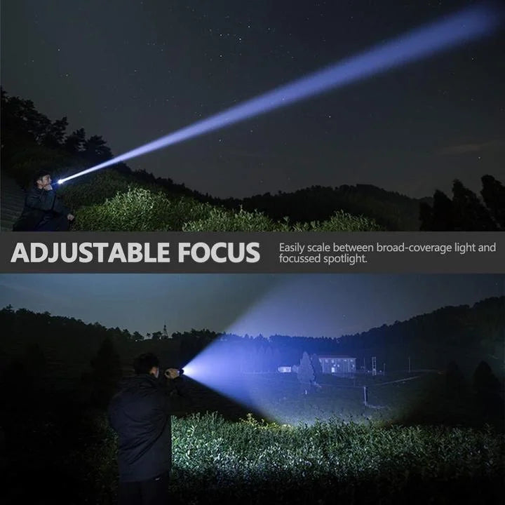 Rechargeable LED Tactical Flashlight USB Zoom Adjustable 90000 Lumen Handheld Torch for Camping Hiking Emergency | Thomler