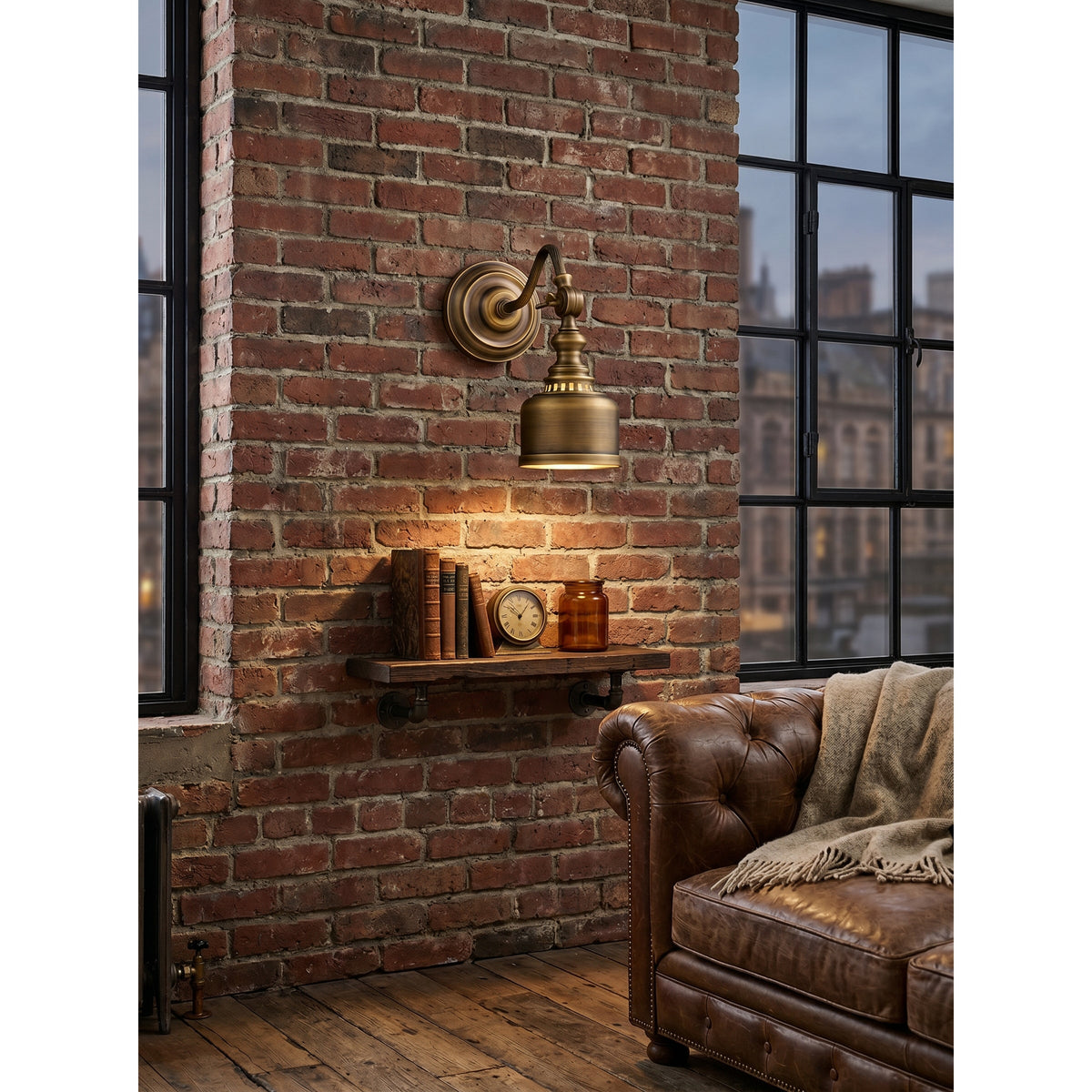 Adjustable Brass Wall Reading Light with Antique Finish – Flexible Sconce for Bedroom & Study | Thomler