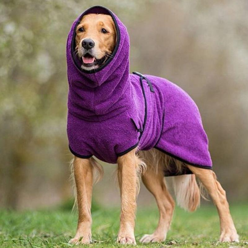 Microfiber Dog Bathrobe with Adjustable Buckle & Neck – Quick-Dry Towel Robe for Cats & Dogs, All Sizes – Machine Washable Pet Drying Coat | Thomler