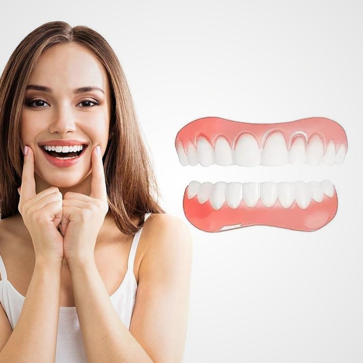 Snap-On Temporary Cosmetic Teeth Set Adjustable Silicone Denture Cover for Upper and Lower Gums Natural Look Smile Enhancement Easy | Thomler