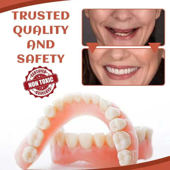 Snap-On Temporary Cosmetic Teeth Set Adjustable Silicone Denture Cover for Upper and Lower Gums Natural Look Smile Enhancement Easy | Thomler