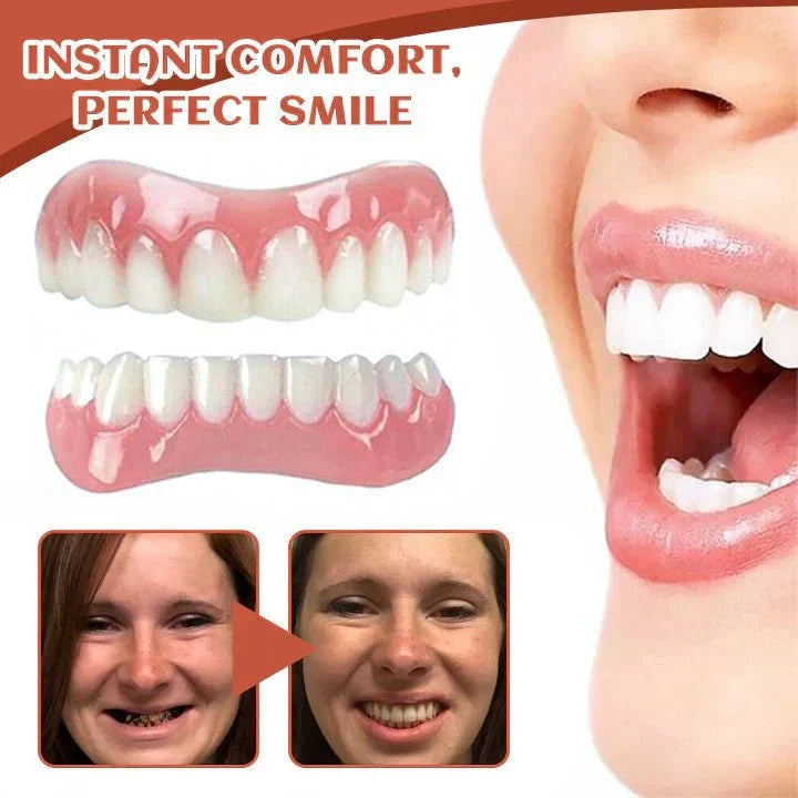 Snap-On Temporary Cosmetic Teeth Set Adjustable Silicone Denture Cover for Upper and Lower Gums Natural Look Smile Enhancement Easy | Thomler