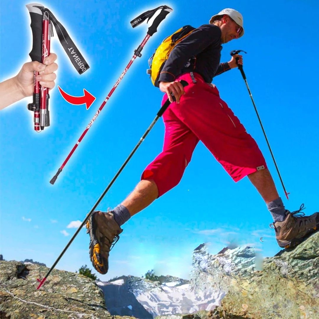 Collapsible Hiking Sticks with Height Lock – Shock-Absorbing Trail Poles for Stability & Joint Support on Steep Terrain | Lightweight | Thomler