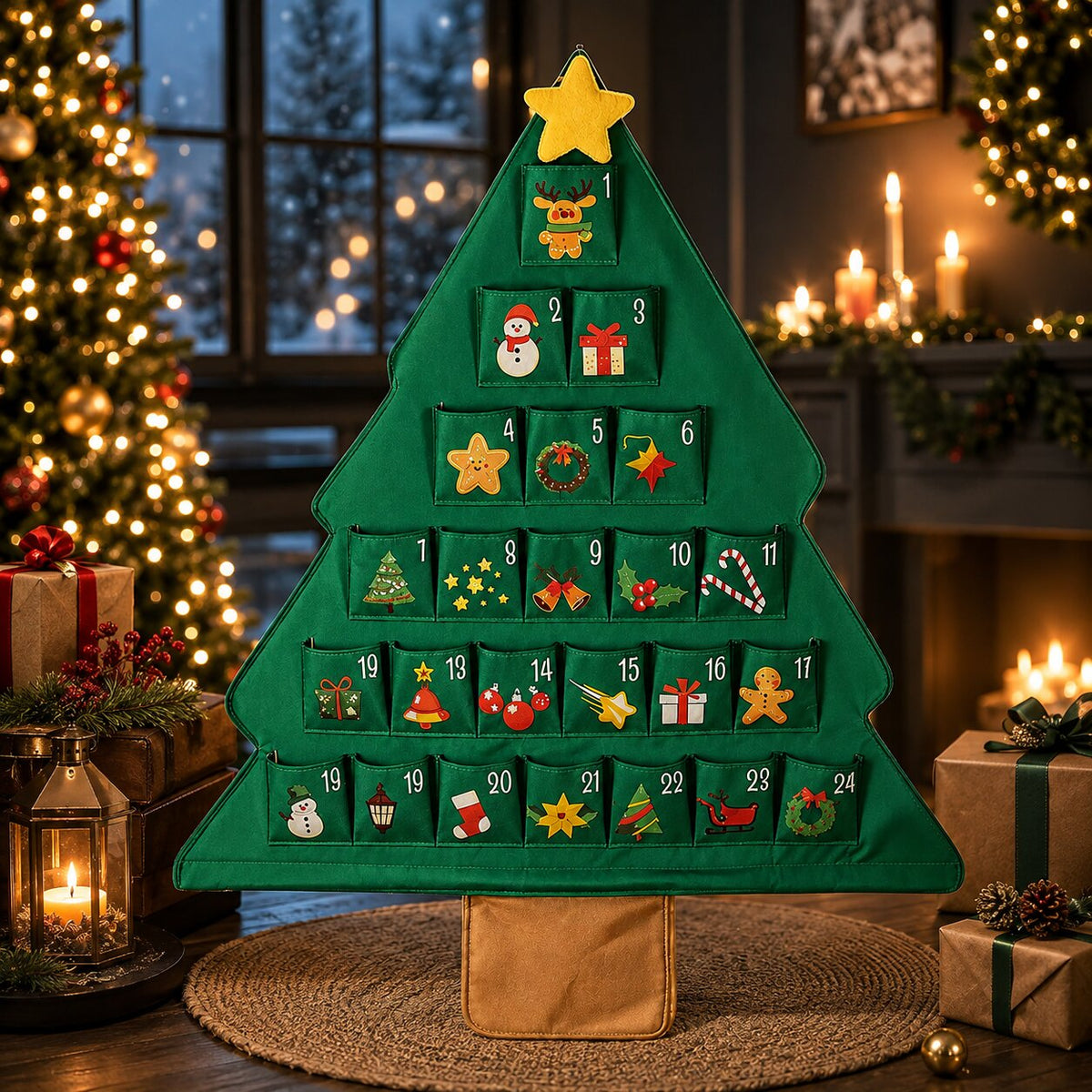 Fill-Your-Own Countdown Calendar with 24 Pockets – Reusable Tree Design for Daily Holiday Surprises, Gifts & Treats | Thomler