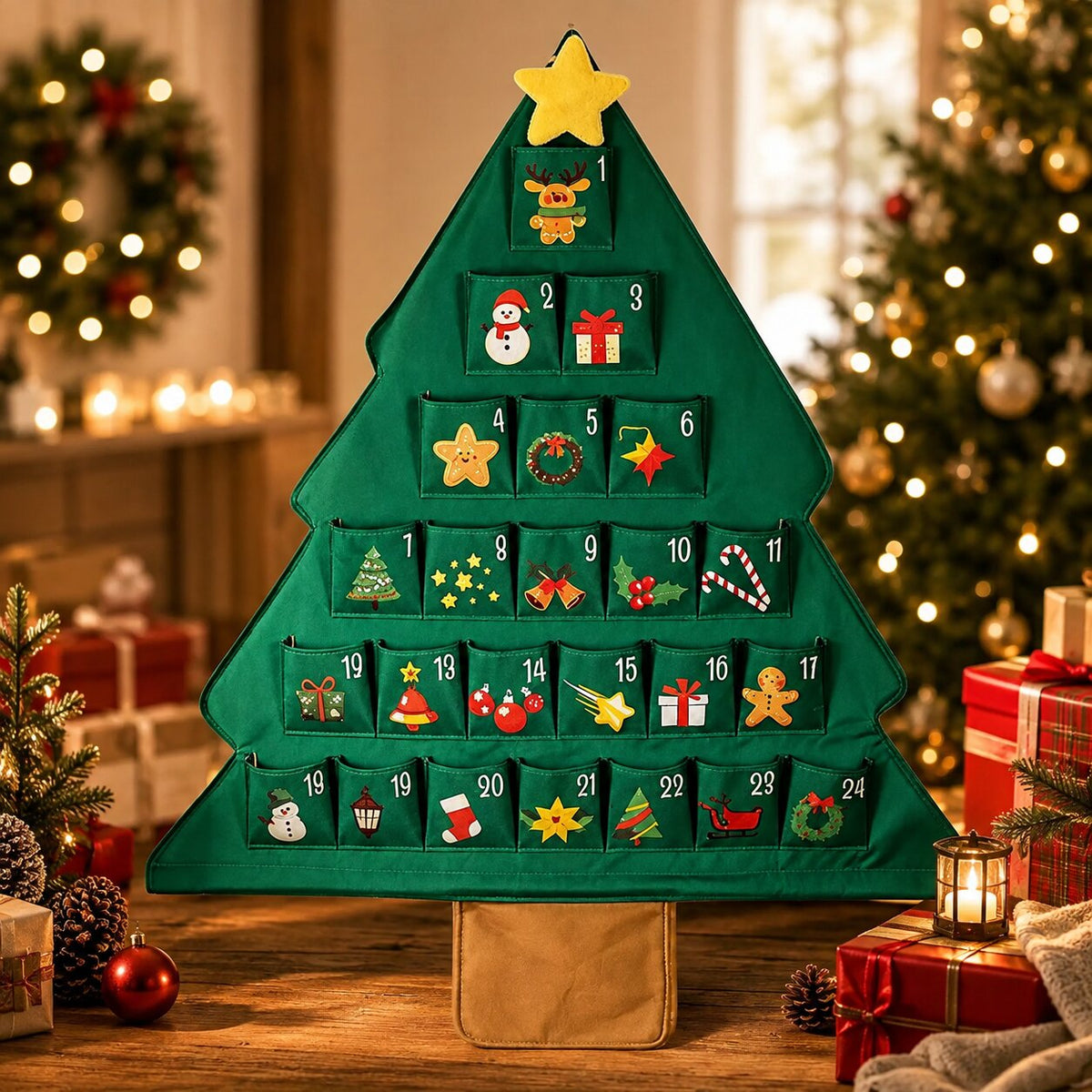 Fill-Your-Own Countdown Calendar with 24 Pockets – Reusable Tree Design for Daily Holiday Surprises, Gifts & Treats | Thomler