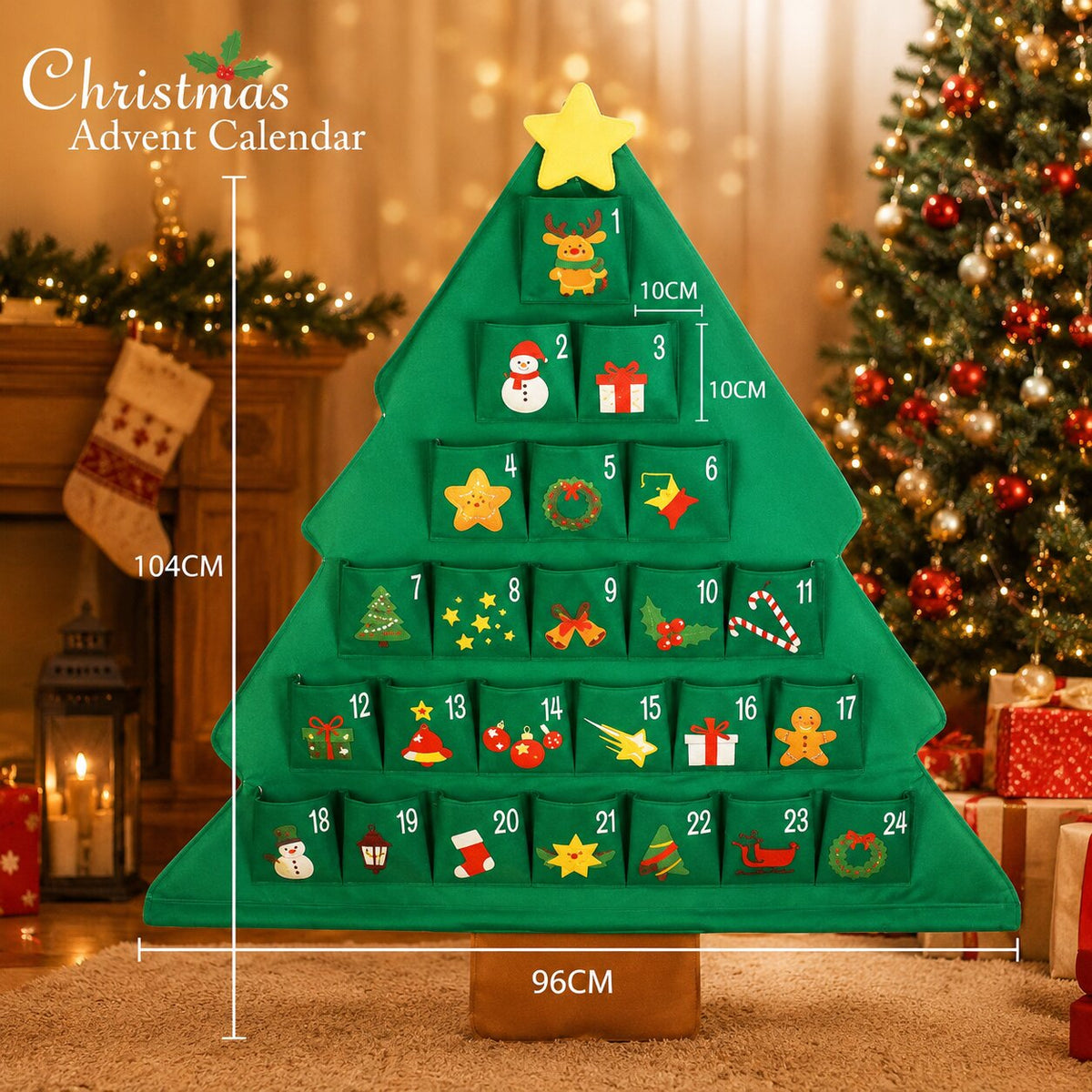 Fill-Your-Own Countdown Calendar with 24 Pockets – Reusable Tree Design for Daily Holiday Surprises, Gifts & Treats | Thomler