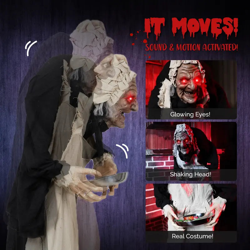5-Foot Sound-Activated Animatronic Halloween Greeter with Motion Sensor & Light-Up Eyes | Thomler