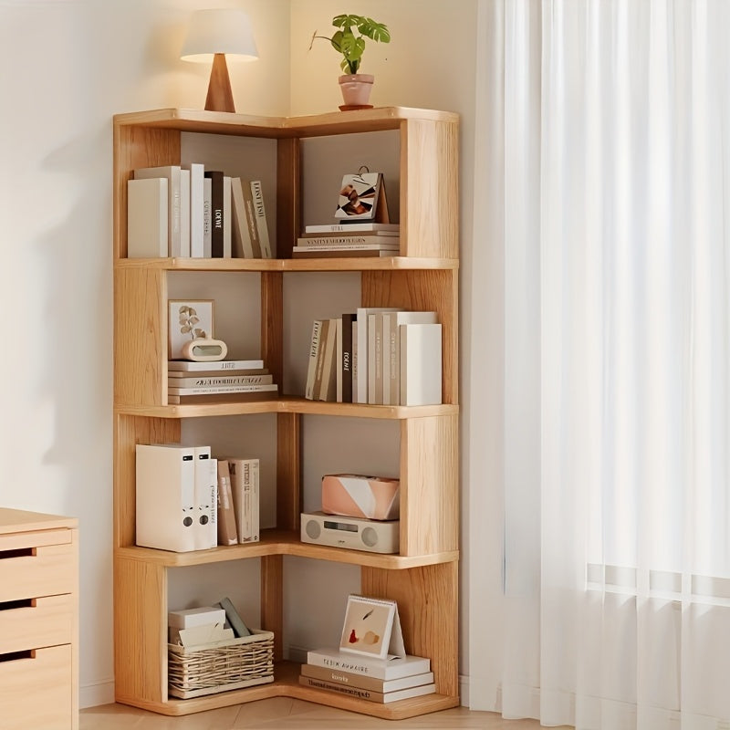 Solid Wood Corner Shelf Unit – Space-Saving Storage Organizer for Living Room, Bedroom & Home Office | Thomler