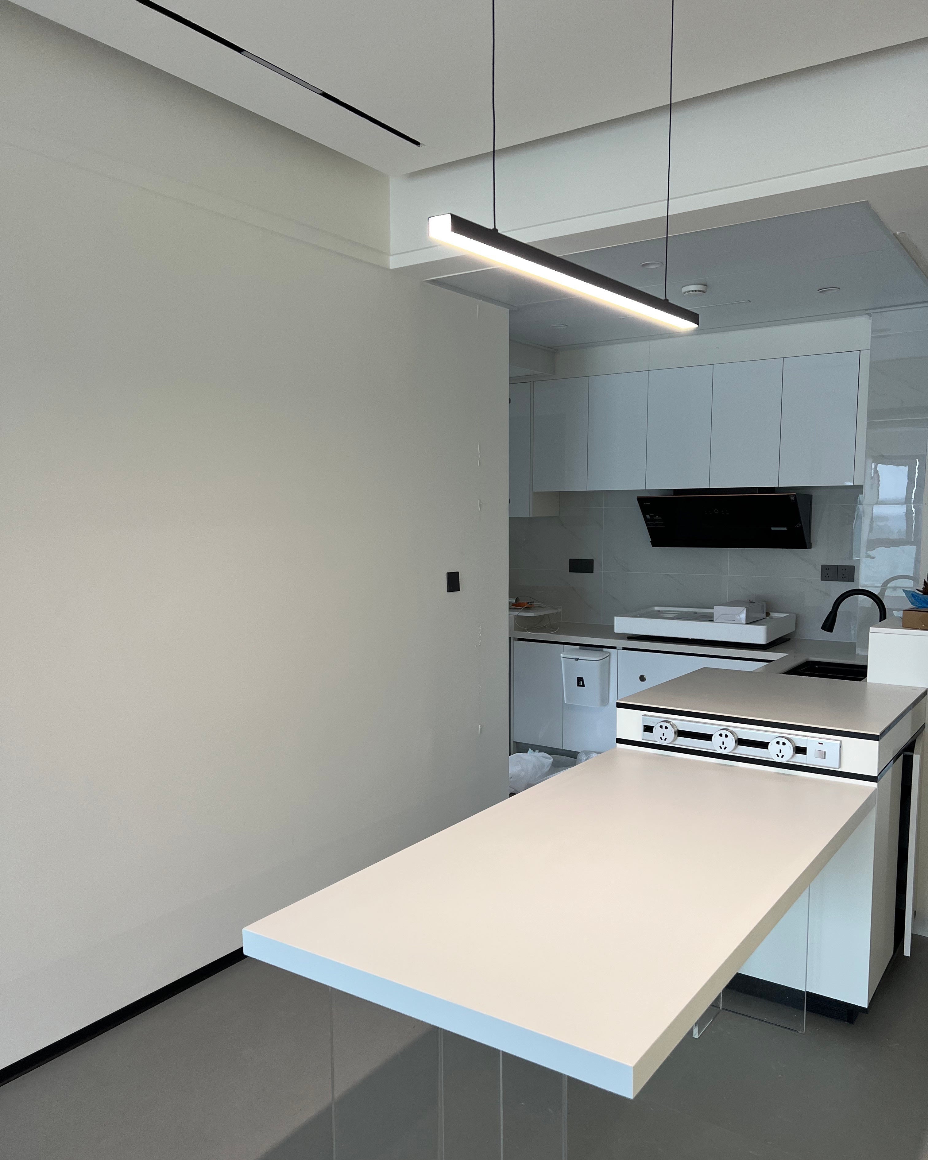 Linear Pendant Light Metal 39 in Adjustable Kitchen Island LED Warm White 3000K-6000K Modern Dining Room Hanging Lamp | Thomler