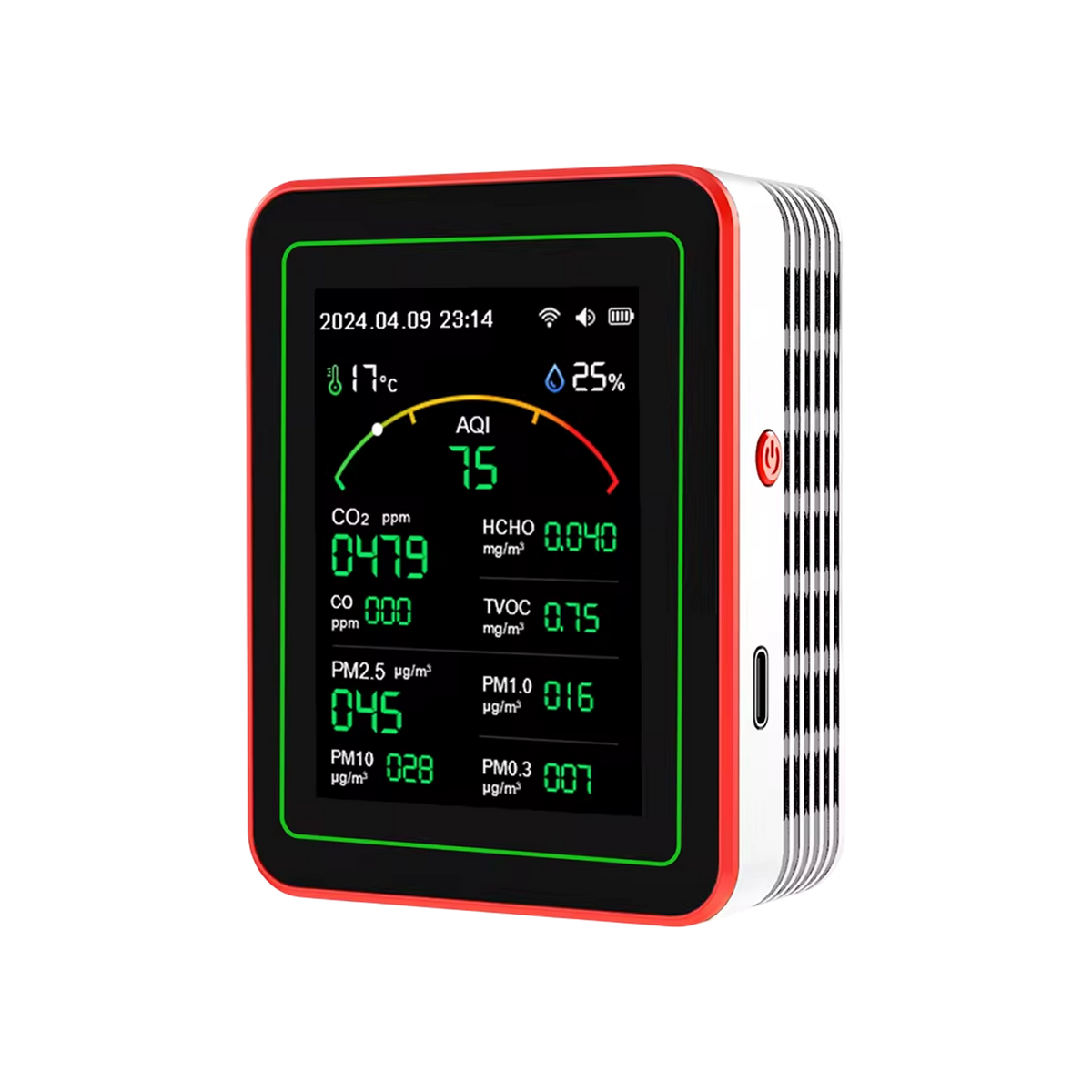 15-in-1 Indoor Air Quality Monitor with WiFi – Real-Time CO2, VOC, Formaldehyde & PM2.5 Detector for Home, Office & Smart Automation | Thomler