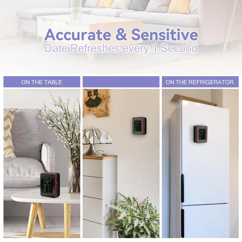 15-in-1 Indoor Air Quality Monitor with WiFi – Real-Time CO2, VOC, Formaldehyde & PM2.5 Detector for Home, Office & Smart Automation | Thomler