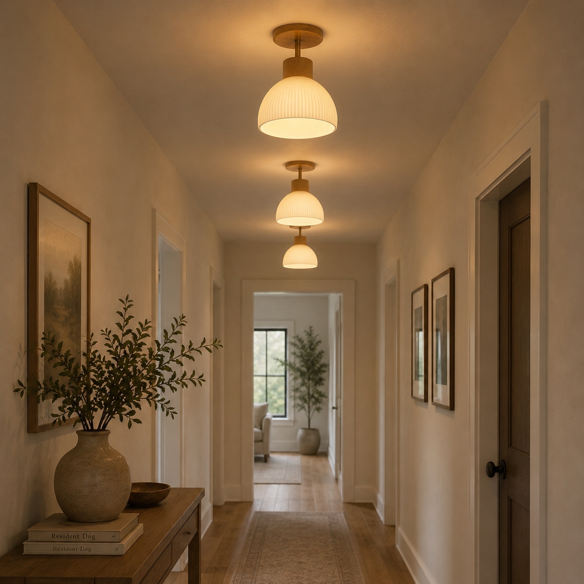 Solid Wood Bell-Shaped Ceiling Light Fixture in Warm White 3000K for Modern Living Room, Bedroom & Entryway | Scandinavian Minimalist | Thomler