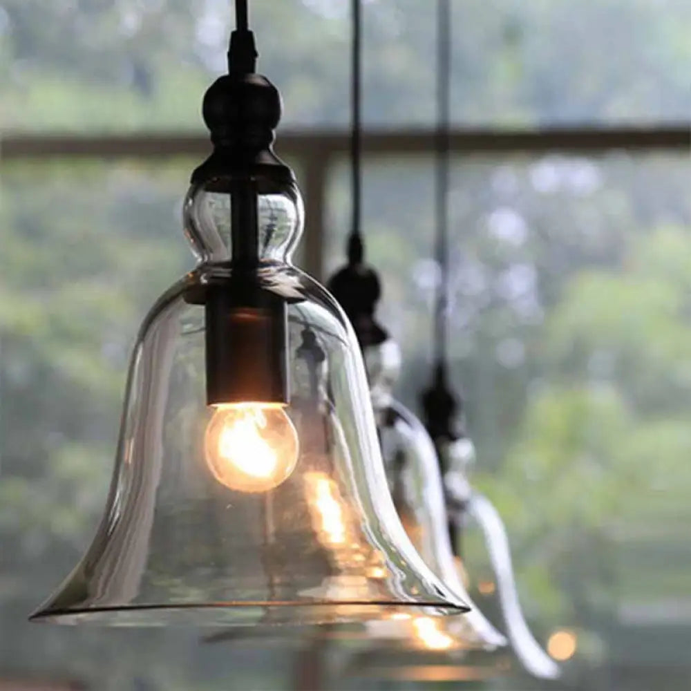 Industrial Hanging Pendant Light with Clear Bell Shade and Chain – Ceiling Fixture for Kitchen Island, Dining Room & Entryway | Thomler