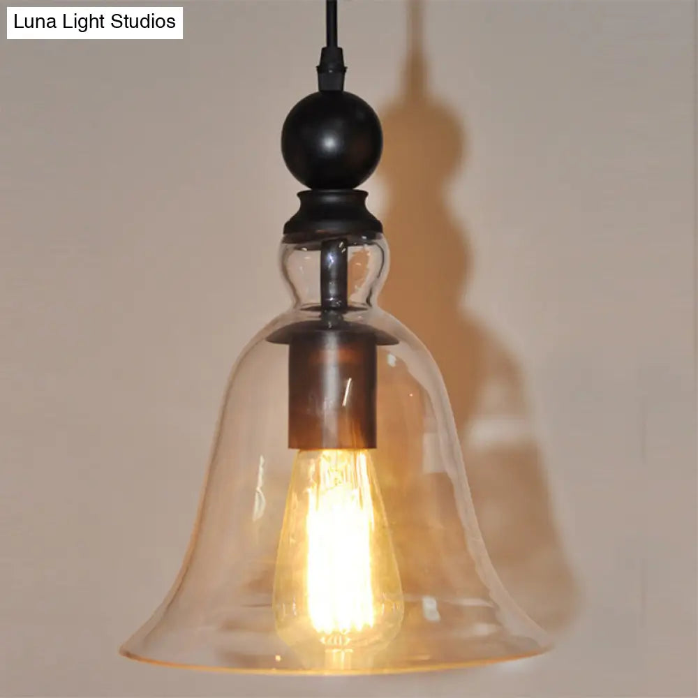 Industrial Hanging Pendant Light with Clear Bell Shade and Chain – Ceiling Fixture for Kitchen Island, Dining Room & Entryway | Thomler