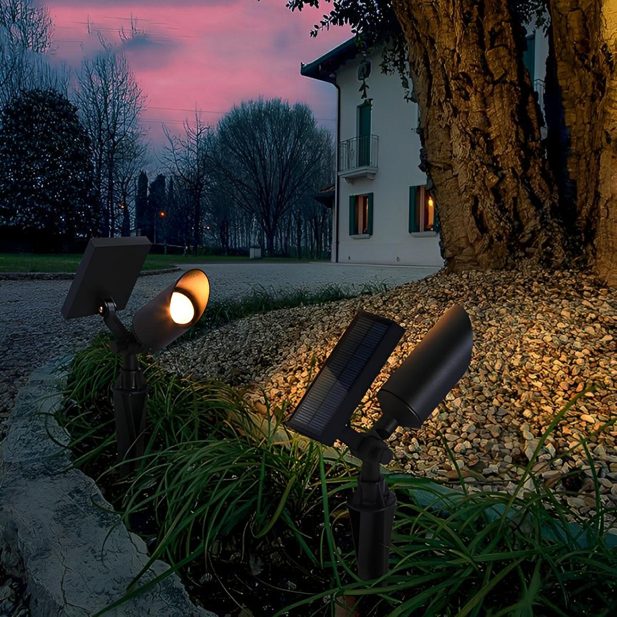 Garden Spotlight Aluminium 6.0 cm Black Outdoor Path Patio LED Landscape Light IP65 Waterproof Solar Wired | Thomler
