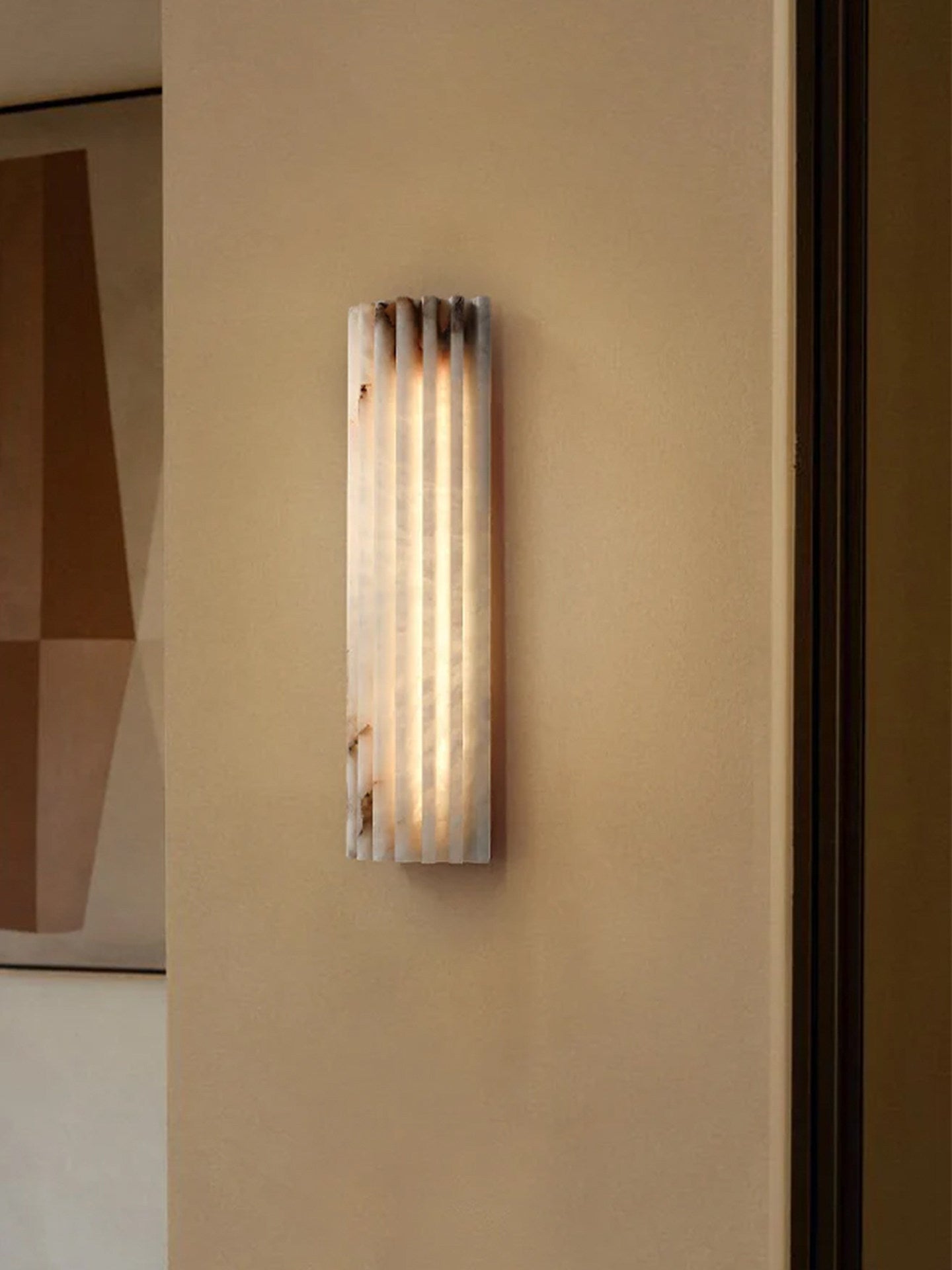 Alabaster Wall Light 11.8 in Integrated LED Indoor Ribbed Sconce Bedroom Hallway Ambient Lighting Fixture | Thomler