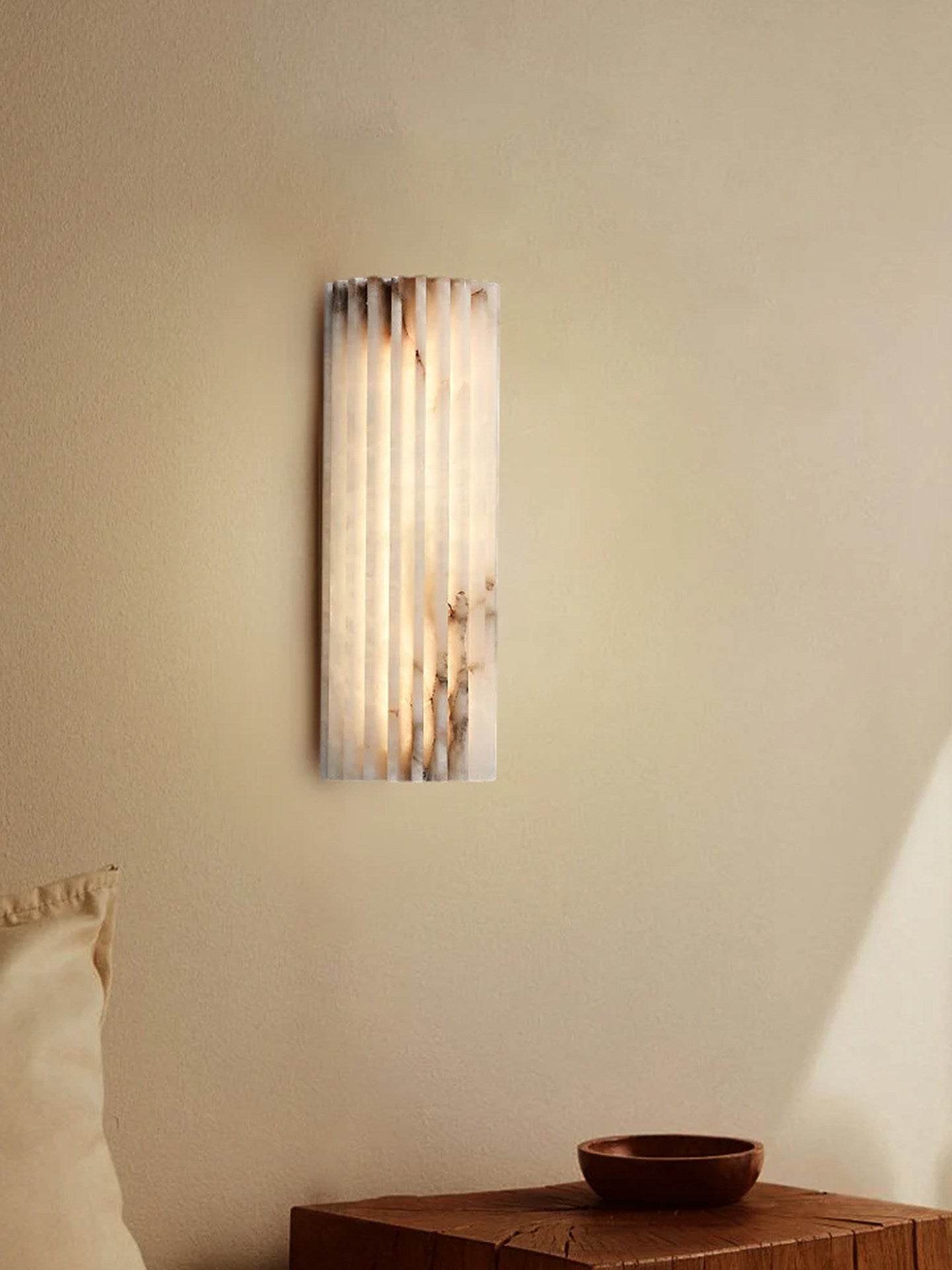 Alabaster Wall Light 11.8 in Integrated LED Indoor Ribbed Sconce Bedroom Hallway Ambient Lighting Fixture | Thomler