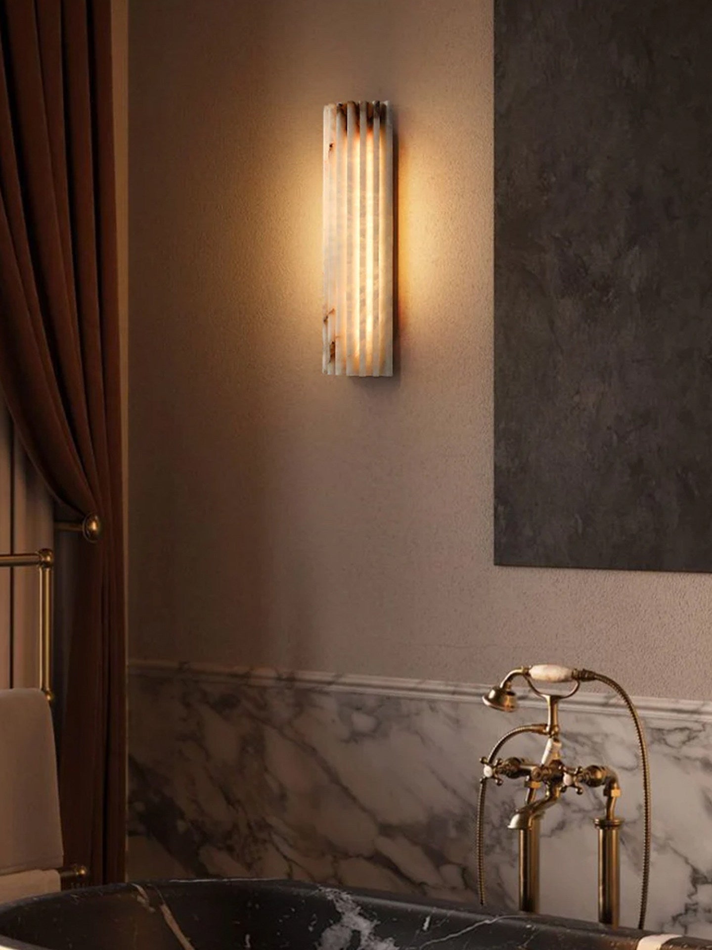 Alabaster Wall Light 11.8 in Integrated LED Indoor Ribbed Sconce Bedroom Hallway Ambient Lighting Fixture | Thomler